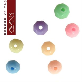 Karışık Pastel Renk, Akrilik, 6 mm Fasetli Disk Boncuk / 360 Adet