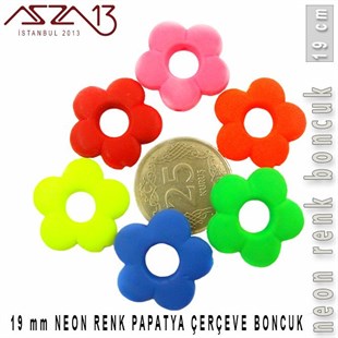 Neon Renk Akrilik 19 mm Papatya Çerçeve Boncuk / 1 Adet