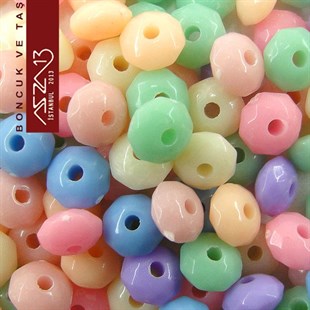 Karışık Pastel Renk, Akrilik, 6 mm Fasetli Disk Boncuk / 360 Adet