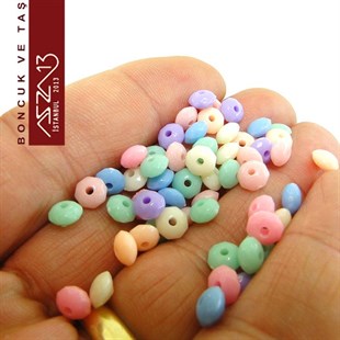 Karışık Pastel Renk, Akrilik, 6 mm Fasetli Disk Boncuk / 360 Adet
