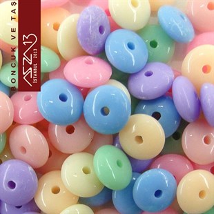 Karışık Pastel Renk, Akrilik, 8 mm Fasetli Disk Boncuk / 140 Adet