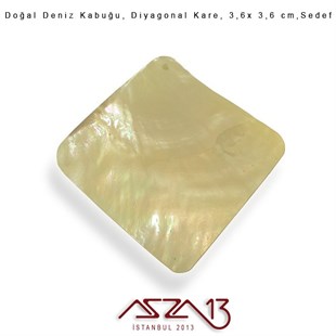 Diyagonal Kare Doğal Deniz Kabuğu 3,6x3,6 cm / 1 Adet