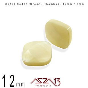 12 mm Krem, Doğal Sedef Rhombus Boncuk / Paket İçeriği 8 Adet