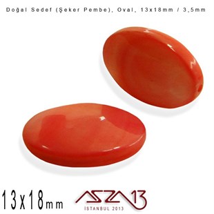 13x18 mm Şeker Pembe, Doğal Sedef Oval Boncuk / Paket İçeriği 6 Adet