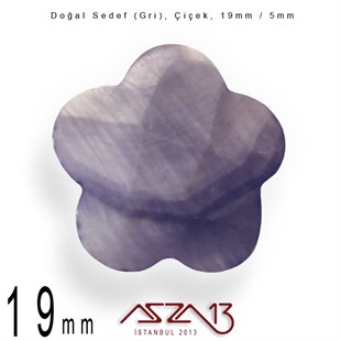 19 mm Gri, Doğal Sedef Çiçek Boncuk / Paket İçeriği 8 Adet