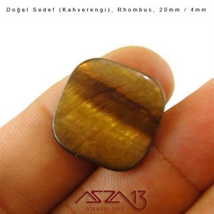 20 mm Kahverengi, Doğal Sedef Rhombus Boncuk / Paket İçeriği 4 Adet