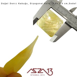 Diyagonal Kare Doğal Deniz Kabuğu 3,6x3,6 cm / 1 Adet