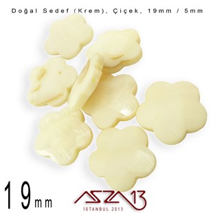 19 mm Krem, Doğal Sedef Çiçek Boncuk / Paket İçeriği 8 Adet