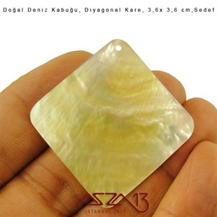 Diyagonal Kare Doğal Deniz Kabuğu 3,6x3,6 cm / 1 Adet