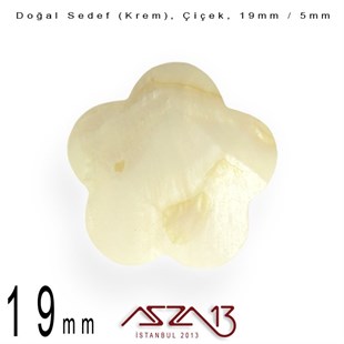 19 mm Krem, Doğal Sedef Çiçek Boncuk / Paket İçeriği 8 Adet