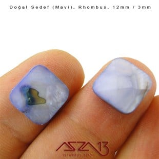 12 mm Mavi, Doğal Sedef Rhombus Boncuk / Paket İçeriği 8 Adet