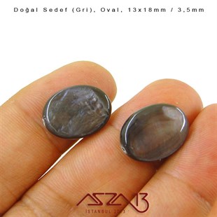 13x18 mm Gri, Doğal Sedef Oval Boncuk / Paket İçeriği 6 Adet