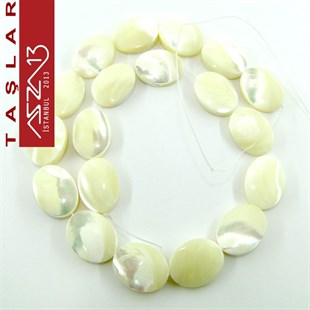 19 Adet 20X15 mm Beyaz Renk Elips Sedef Doğal Taş (52 gr)
