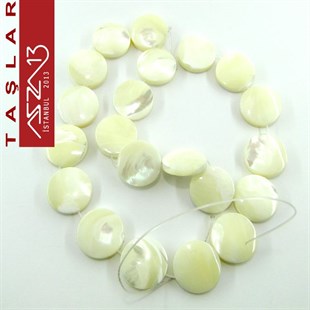 21 Adet 18 mm Beyaz Renk Yuvarlak Sedef Doğal Taş (62 gr)