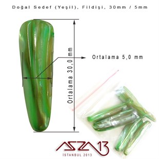 30x5 mm Yeşil, Doğal Sedef Fildişi Boncuk / Paket İçeriği 6 Adet