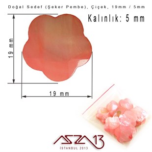 19 mm Şeker Pembe, Doğal Sedef Çiçek Boncuk / Paket İçeriği 8 Adet
