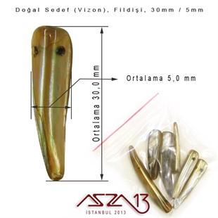 30x5 mm Vizon, Doğal Sedef Fildişi Boncuk / Paket İçeriği 6 Adet
