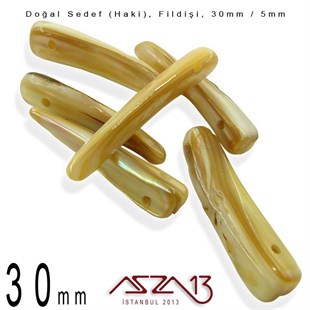 30x5 mm Haki, Doğal Sedef Fildişi Boncuk / Paket İçeriği 6 Adet