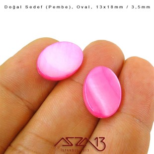 13x18 mm Pembe, Doğal Sedef Oval Boncuk / Paket İçeriği 6 Adet