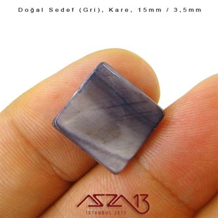 15 mm Gri, Doğal Sedef Kare Boncuk / Paket İçeriği 6 Adet