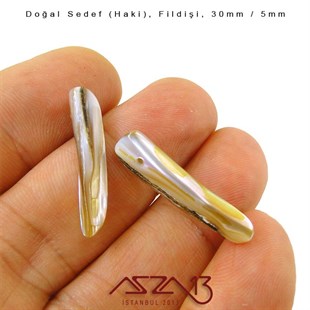 30x5 mm Haki, Doğal Sedef Fildişi Boncuk / Paket İçeriği 6 Adet
