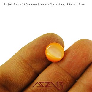 10 mm Turuncu, Doğal Sedef Yassı Yuvarlak Boncuk / Paket İçeriği 8 Adet