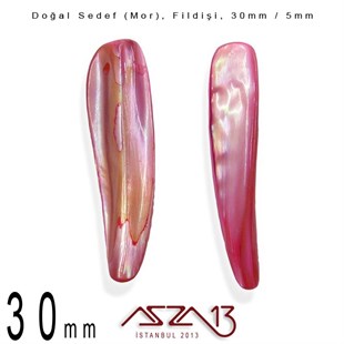 30x5 mm Mor, Doğal Sedef Fildişi Boncuk / Paket İçeriği 6 Adet