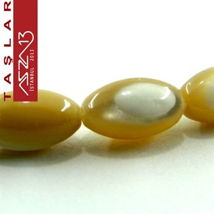 42 Adet 10 mm Krem Kahve Renk Oval Sedef Taş Boncuk (18 gr)