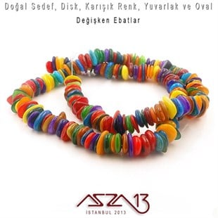 Değişken Ebatlarda - Yuvarlak ve Oval Disk - Doğal Sedef Pul Boncuk / 45 cm Uzunluğunda