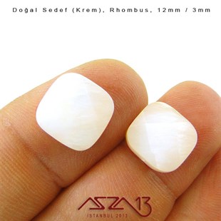 12 mm Krem, Doğal Sedef Rhombus Boncuk / Paket İçeriği 8 Adet