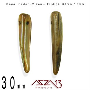 30x5 mm Vizon, Doğal Sedef Fildişi Boncuk / Paket İçeriği 6 Adet