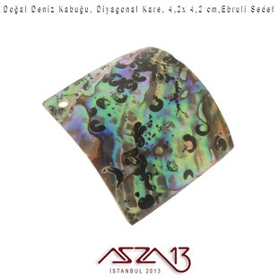 Ebruli Diyagonal Kare Doğal Deniz Kabuğu 4,2x4,2 cm / 1 Adet