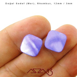 12 mm Mor, Doğal Sedef Rhombus Boncuk / Paket İçeriği 8 Adet