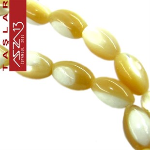 42 Adet 10 mm Krem Kahve Renk Oval Sedef Taş Boncuk (18 gr)