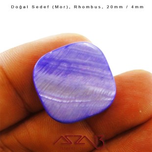 20 mm Mor, Doğal Sedef Rhombus Boncuk / Paket İçeriği 4 Adet