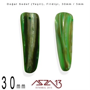30x5 mm Yeşil, Doğal Sedef Fildişi Boncuk / Paket İçeriği 6 Adet