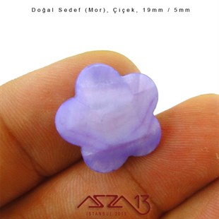19 mm Mor, Doğal Sedef Çiçek Boncuk / Paket İçeriği 8 Adet