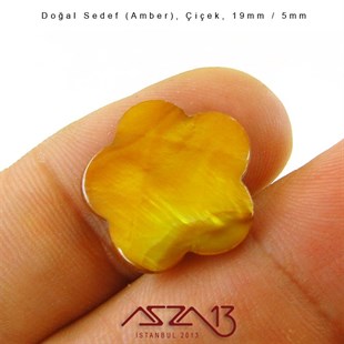 19 mm Amber, Doğal Sedef Çiçek Boncuk / Paket İçeriği 8 Adet