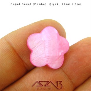 19 mm Pembe, Doğal Sedef Çiçek Boncuk / Paket İçeriği 8 Adet