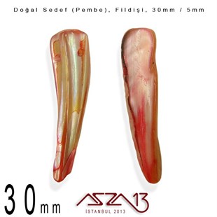 30x5 mm Pembe, Doğal Sedef Fildişi Boncuk / Paket İçeriği 6 Adet