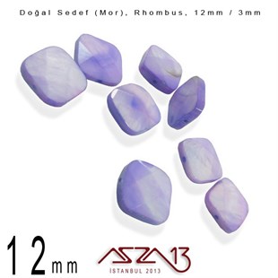 12 mm Mor, Doğal Sedef Rhombus Boncuk / Paket İçeriği 8 Adet