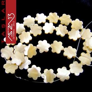 29 Adet 10 mm Kahve Krem Renk Yıldız Şekilli Sedef Doğal Taş (30 gr)