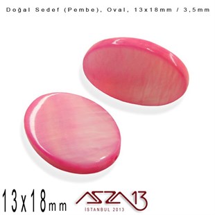 13x18 mm Pembe, Doğal Sedef Oval Boncuk / Paket İçeriği 6 Adet
