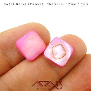 12 mm Pembe, Doğal Sedef Rhombus Boncuk / Paket İçeriği 8 Adet