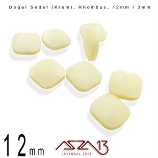 12 mm Krem, Doğal Sedef Rhombus Boncuk / Paket İçeriği 8 Adet