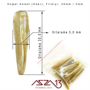 30x5 mm Haki, Doğal Sedef Fildişi Boncuk / Paket İçeriği 6 Adet