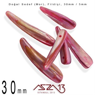 30x5 mm Mor, Doğal Sedef Fildişi Boncuk / Paket İçeriği 6 Adet
