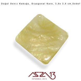 Diyagonal Kare Doğal Deniz Kabuğu 3,6x3,6 cm / 1 Adet