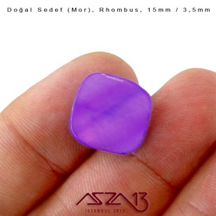 15 mm Mor, Doğal Sedef Rhombus Boncuk / Paket İçeriği 6 Adet
