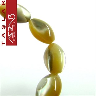 50 Adet 8 mm Krem Kahve Renk Oval Sedef Taş Boncuk (13 gr)
